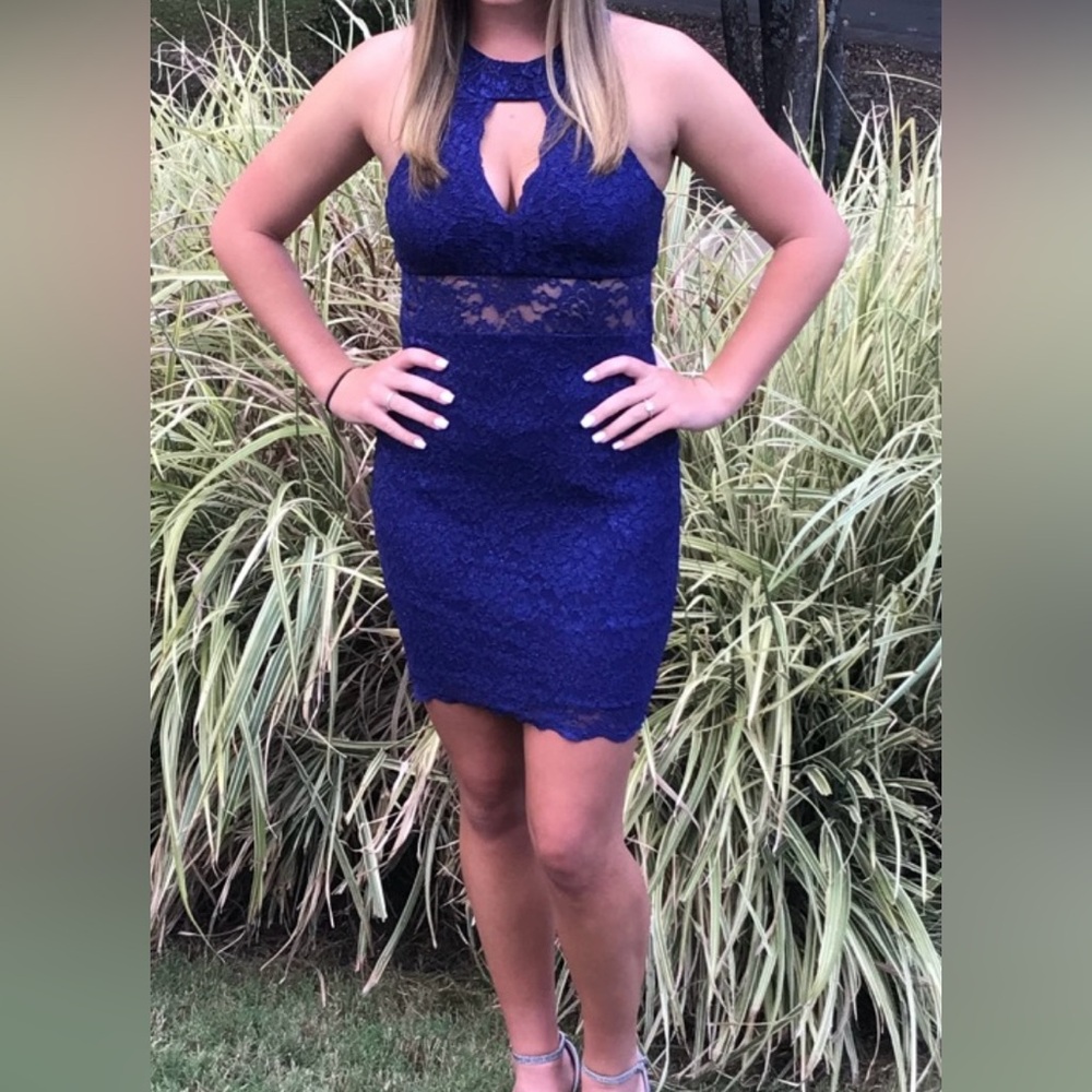 Elegant Blue Lace Dress